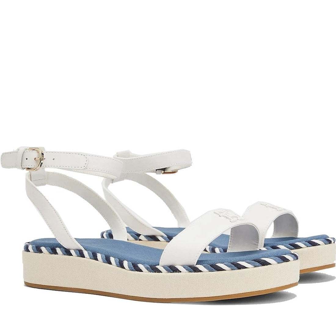 Tommy Hilfiger womens ecru rope flatform sandals | Vilbury London