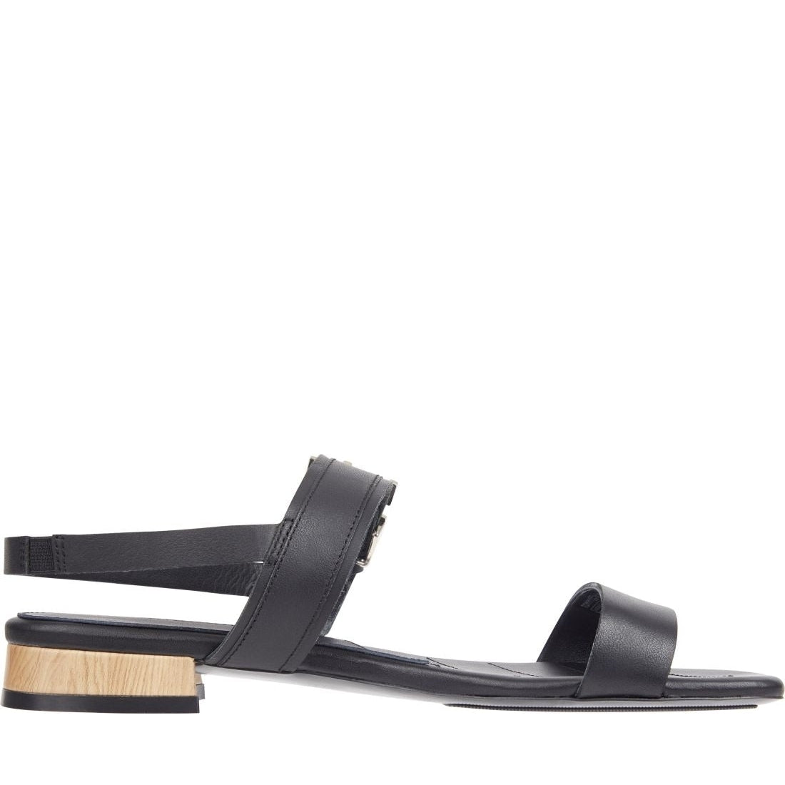 Tommy Hilfiger womens black hardware flat sandal | Vilbury London