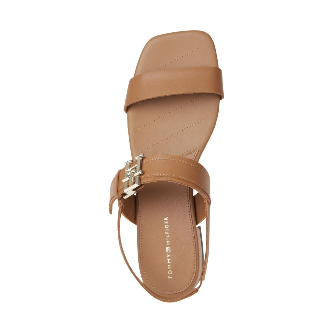 Tommy Hilfiger womens summer cognac hardware flat sandal | Vilbury London