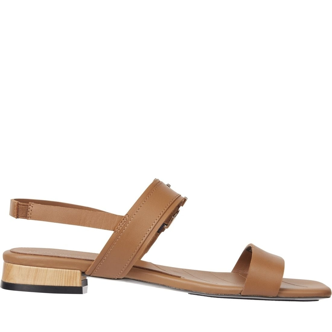 Tommy Hilfiger womens summer cognac hardware flat sandal | Vilbury London