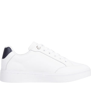 Tommy Hilfiger womens white court sneaker with webbing | Vilbury London