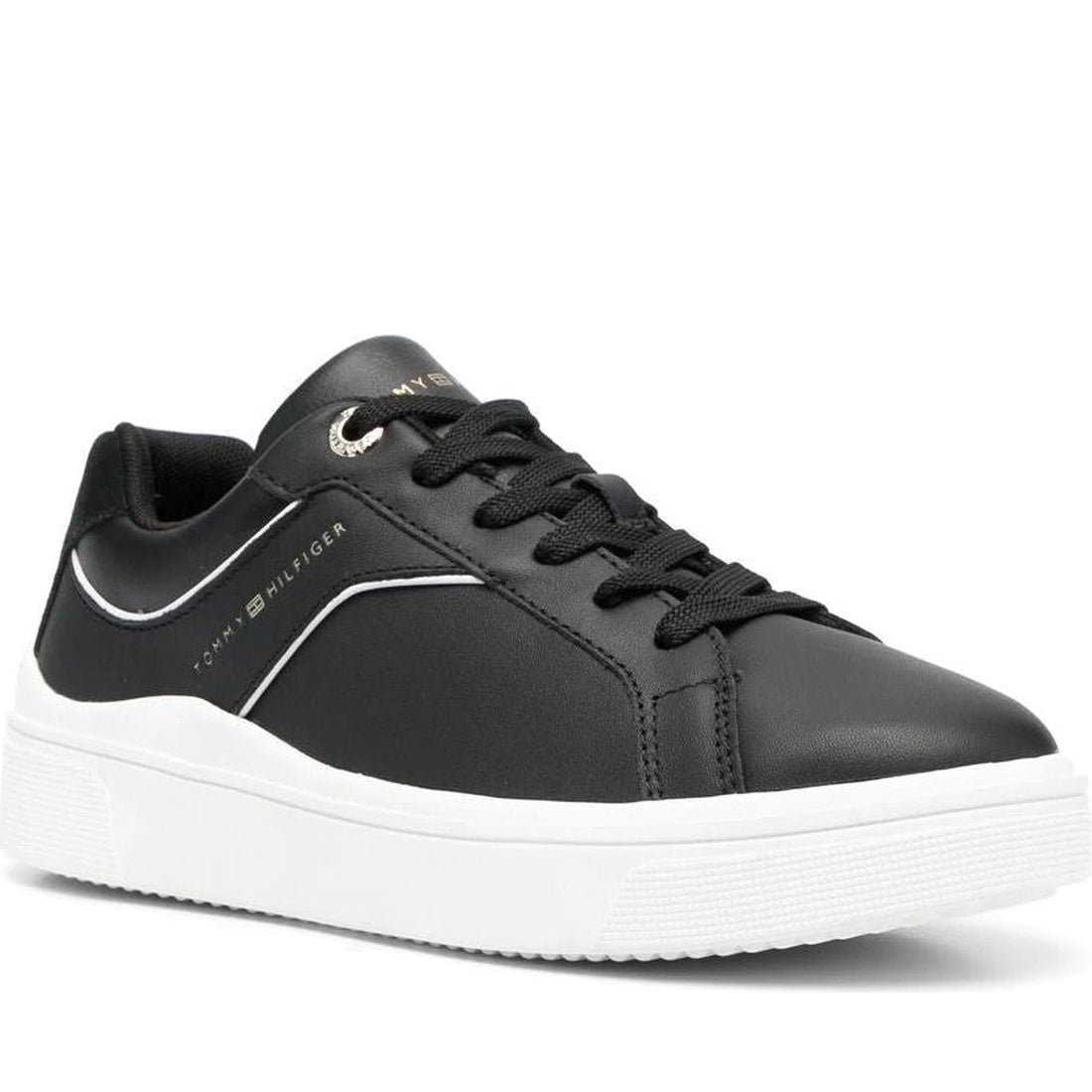 Tommy Hilfiger womens black court sneaker | Vilbury London