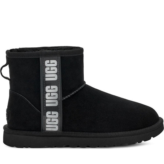 UGG womens Black classic mini side logo booties | Vilbury London