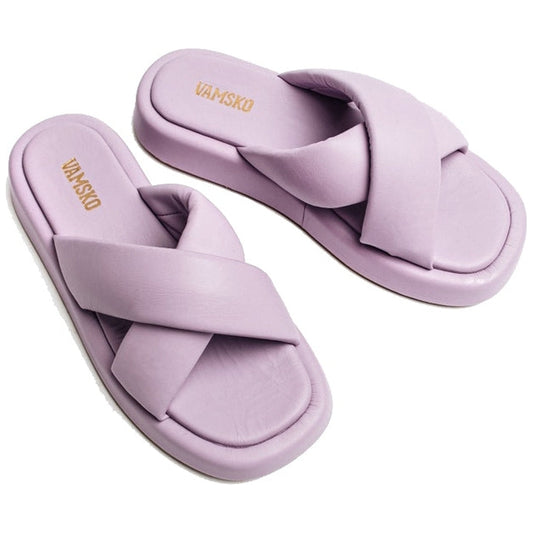 VAMSKO womens violet pillow slippers | Vilbury London