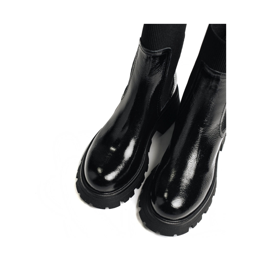 VAMSKO womens Patent Black Pb sandra booties | Vilbury London