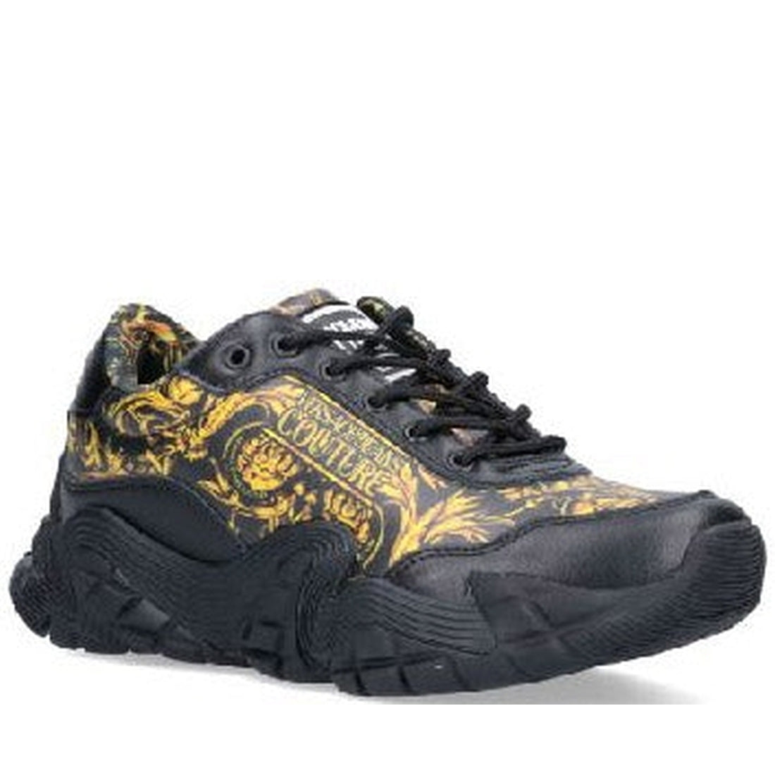 Versace Jeans Couture Mens black gold casual closed shoes | Vilbury London
