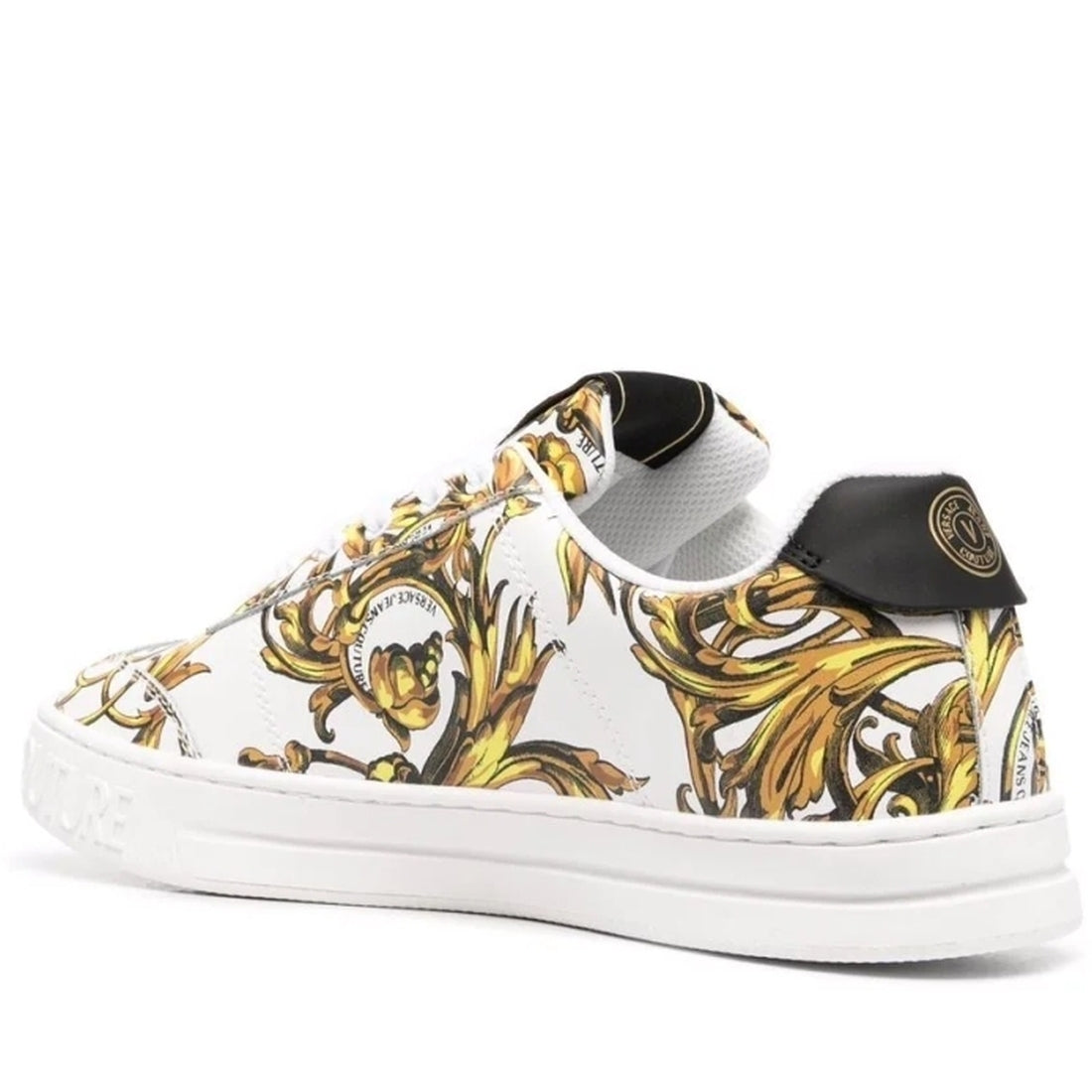 Versace Jeans Couture Mens white gold casual closed shoes | Vilbury London