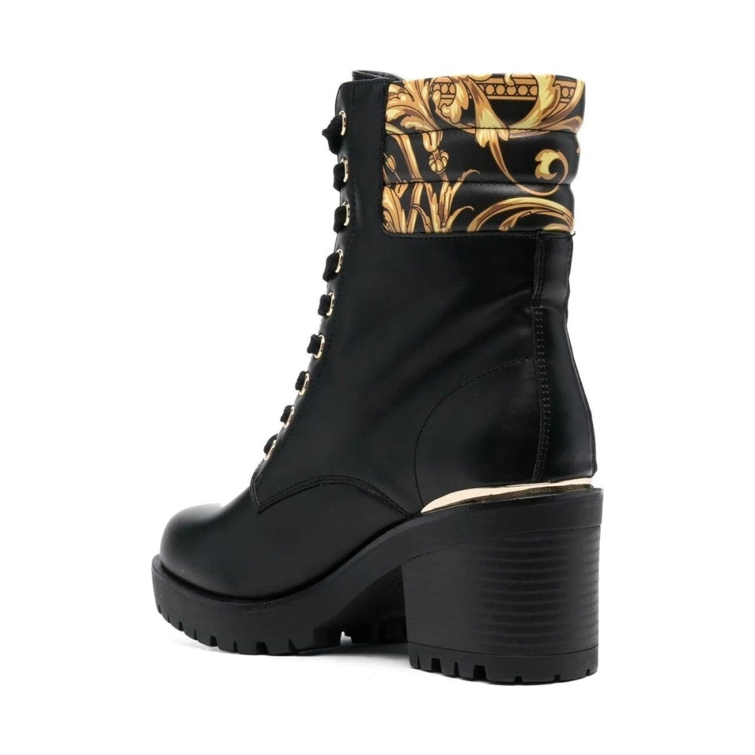 Versace Jeans Couture womens black gold casual closed booties | Vilbury London
