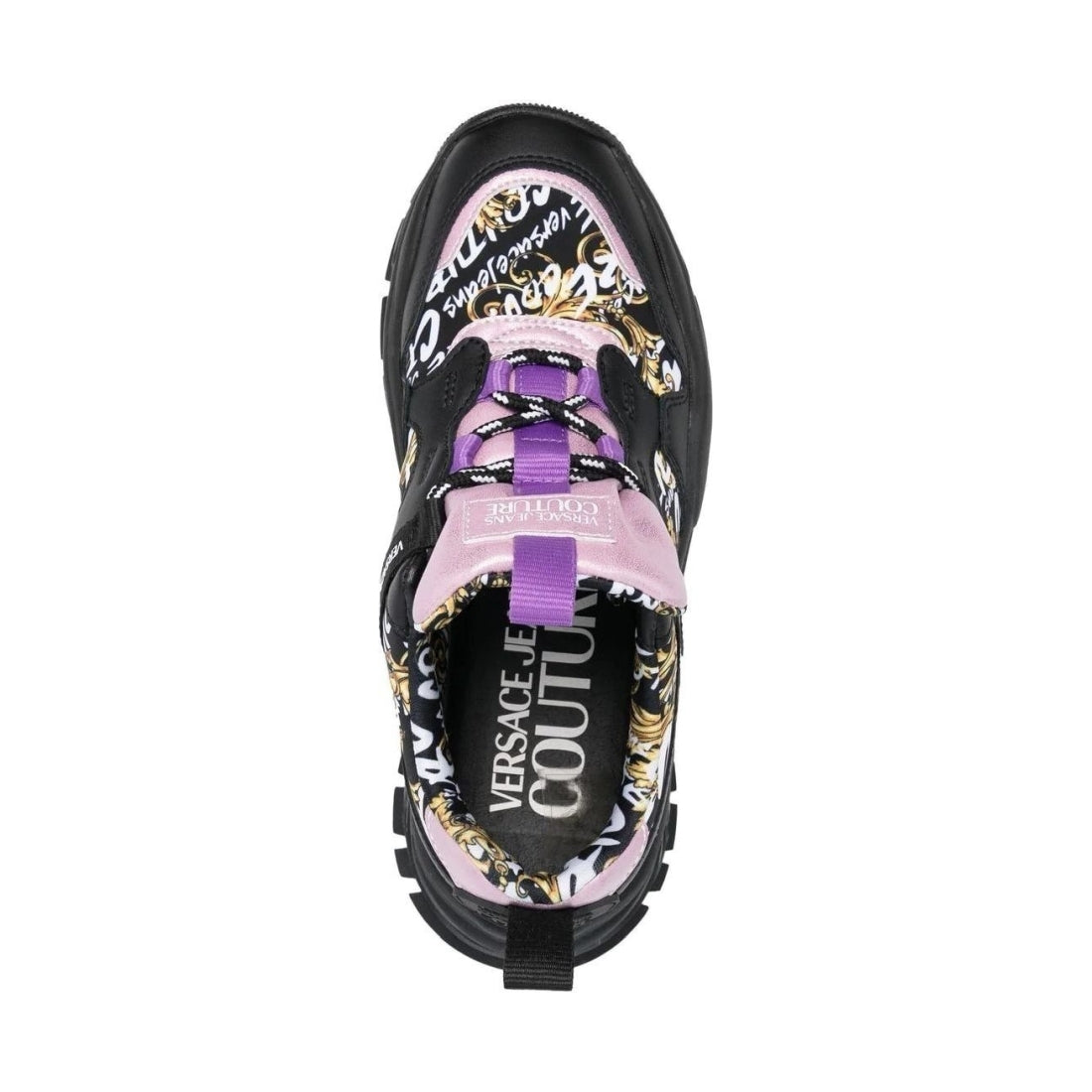 Versace Jeans Couture womens black gold casual closed shoes | Vilbury London