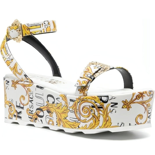 Versace Jeans Couture womens white, gold fondo mallory sandals | Vilbury London