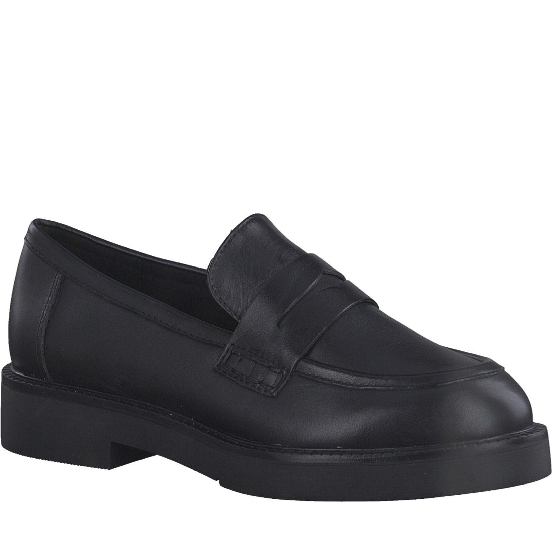 Marco Tozzi womens black casual closed loafers | Vilbury London