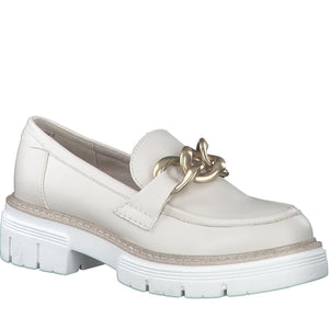 Marco Tozzi womens beige casual closed loafers | Vilbury London