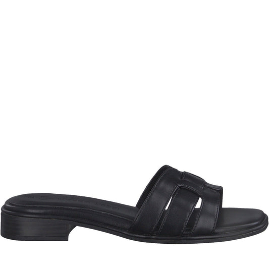 Marco Tozzi womens black leisure open slippers | Vilbury London