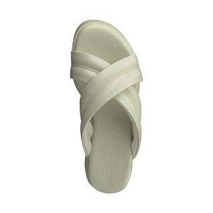 Marco Tozzi womens beige leisure open slippers | Vilbury London