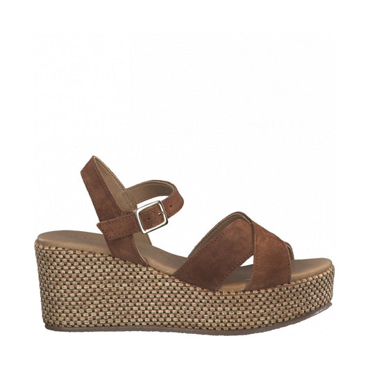 Marco Tozzi Womens cognac casual open sandals | Vilbury London