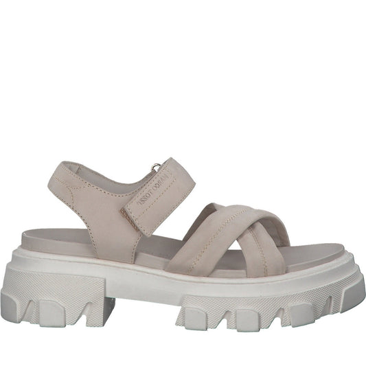 Marco Tozzi womens beige casual open sandals | Vilbury London