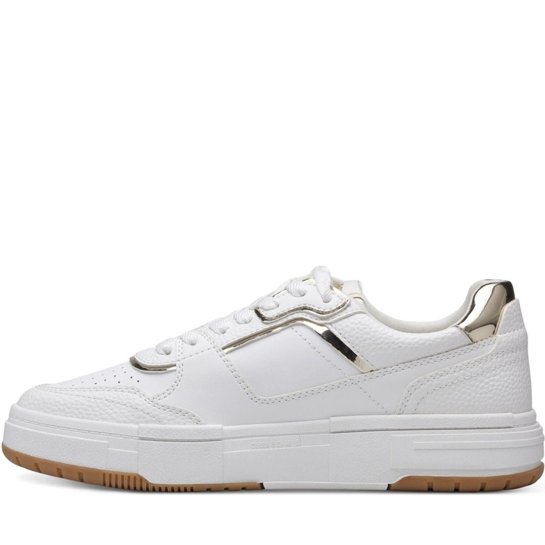 Tamaris womens white, gold casual closed sport shoe | Vilbury London