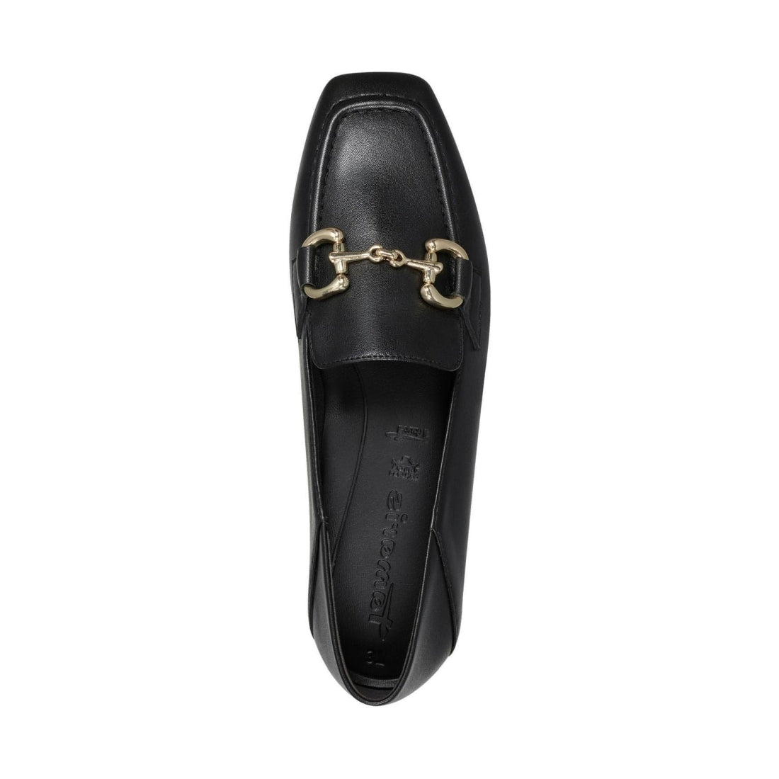 Tamaris womens black leather casual closed loafers | Vilbury London