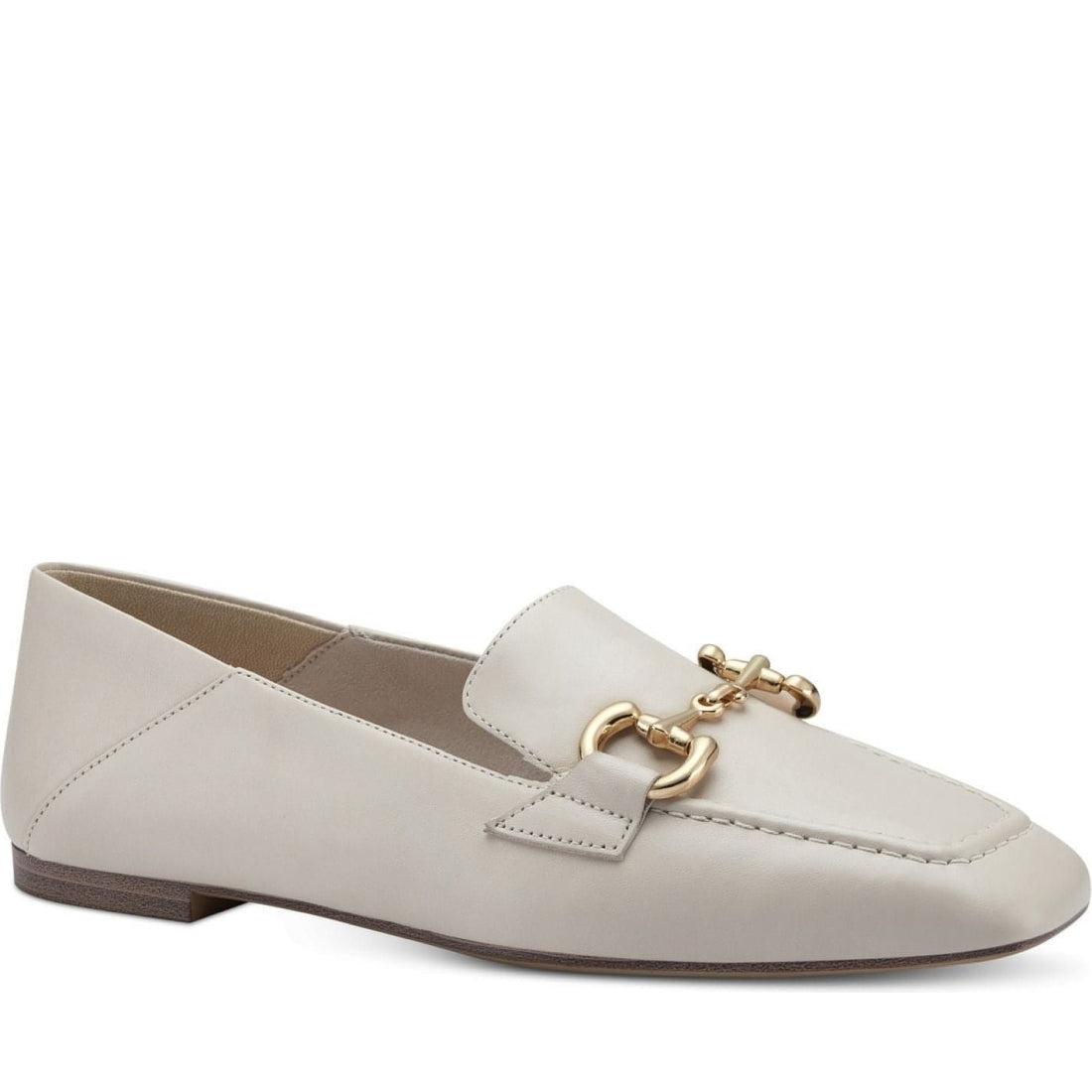 Tamaris womens ivory leather casual closed loafers | Vilbury London