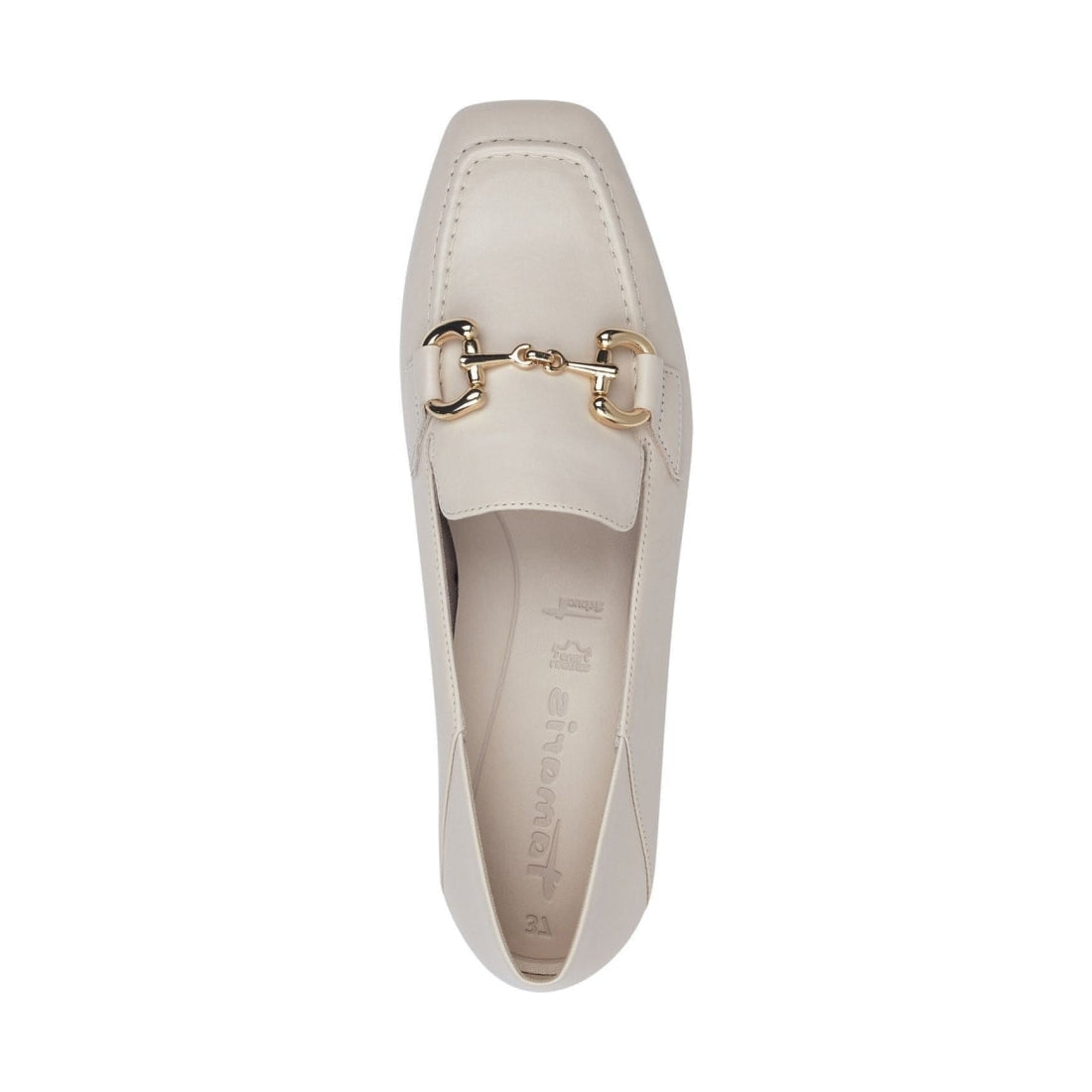 Tamaris womens ivory leather casual closed loafers | Vilbury London
