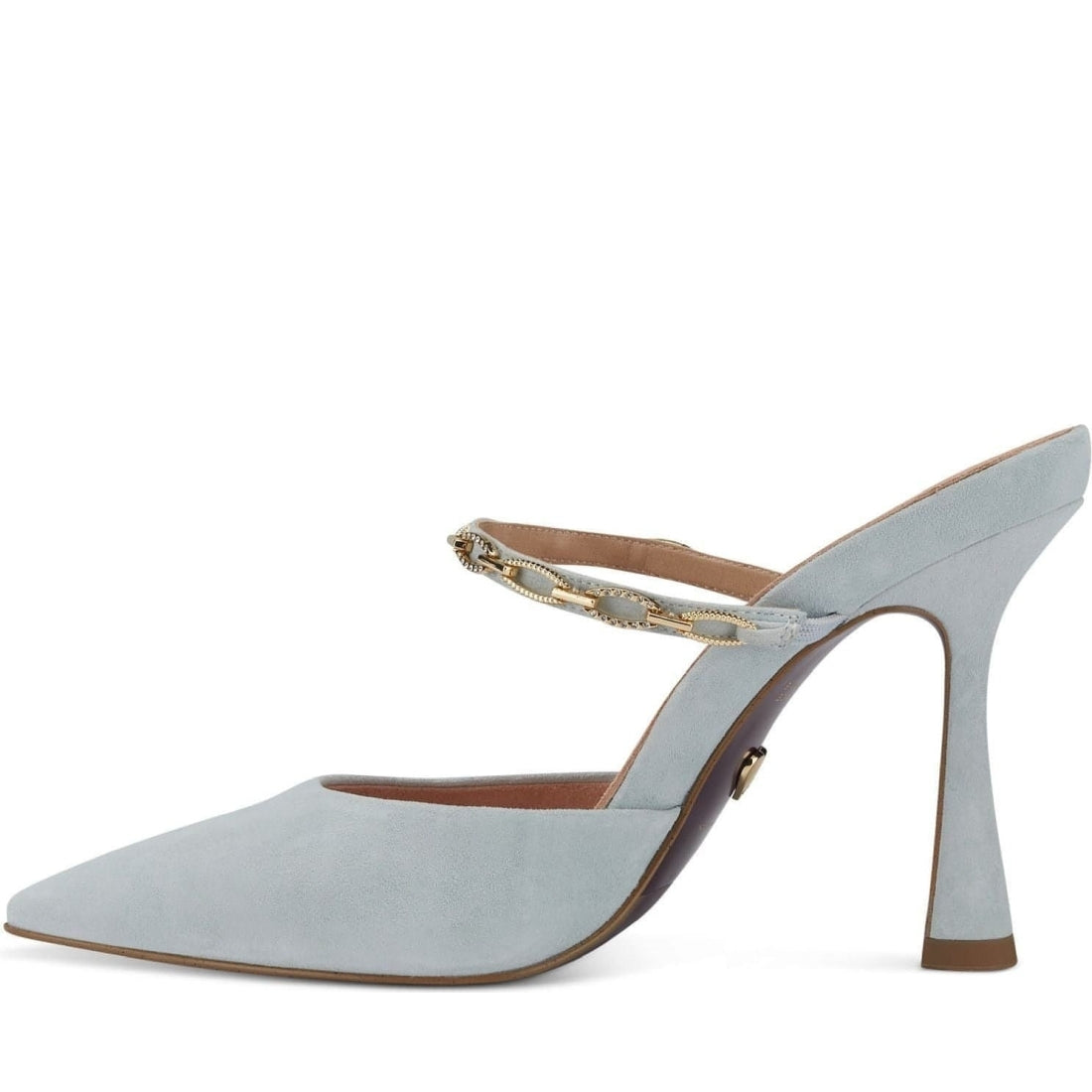 Tamaris womens light blue elegant open mules | Vilbury London