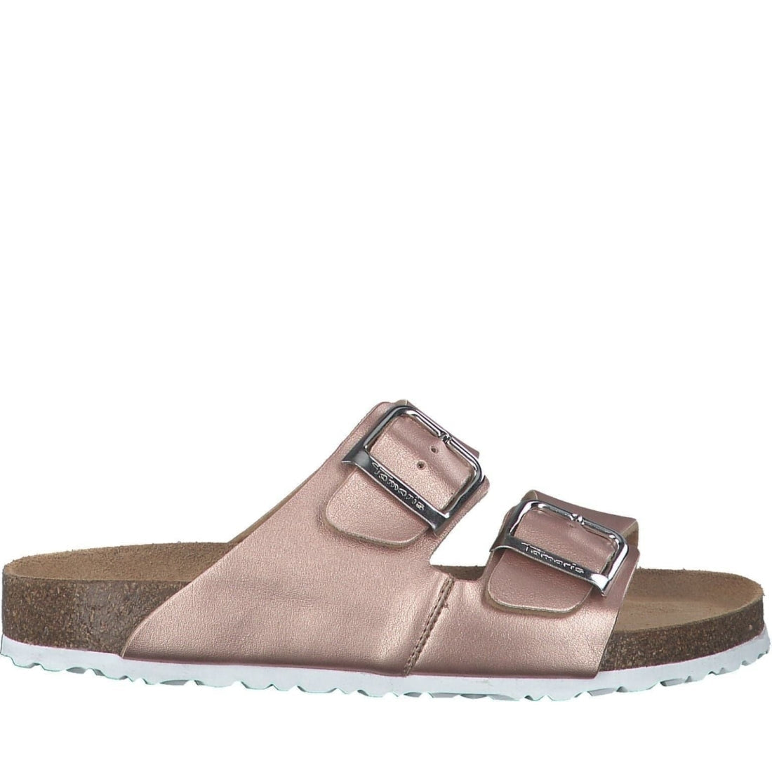 Tamaris womens rose gold casual open slippers | Vilbury London