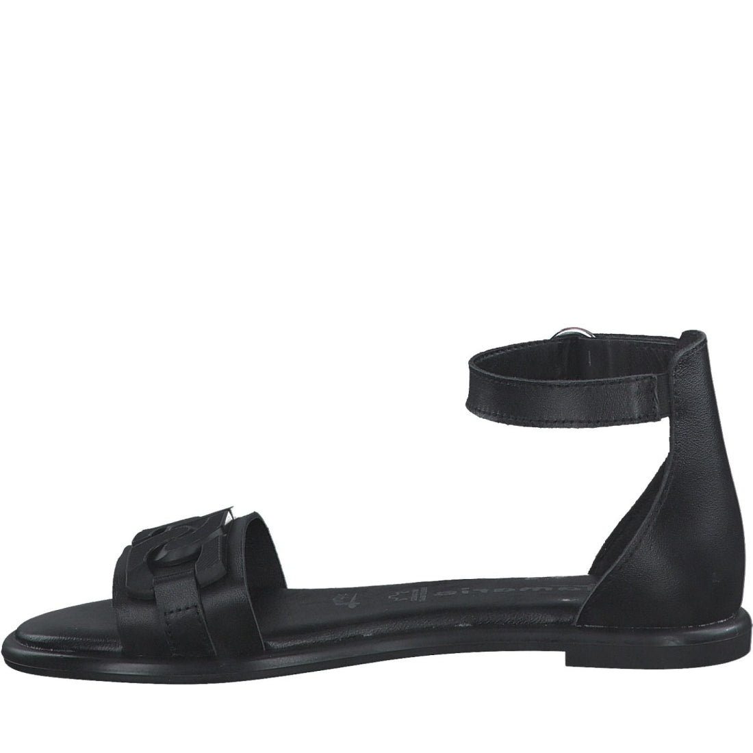 Tamaris womens black leather casual open sandals | Vilbury London