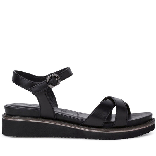 Tamaris Womens black casual open sandals | Vilbury London