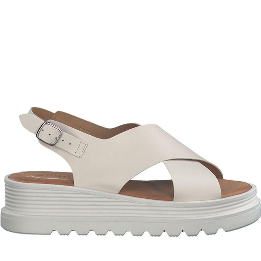 Tamaris womens ivory casual open sandals | Vilbury London