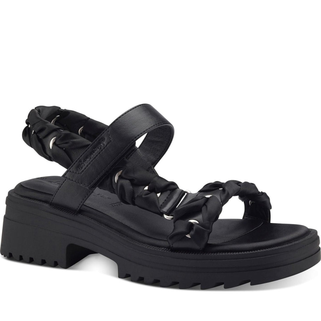 Tamaris womens black casual open sandals | Vilbury London