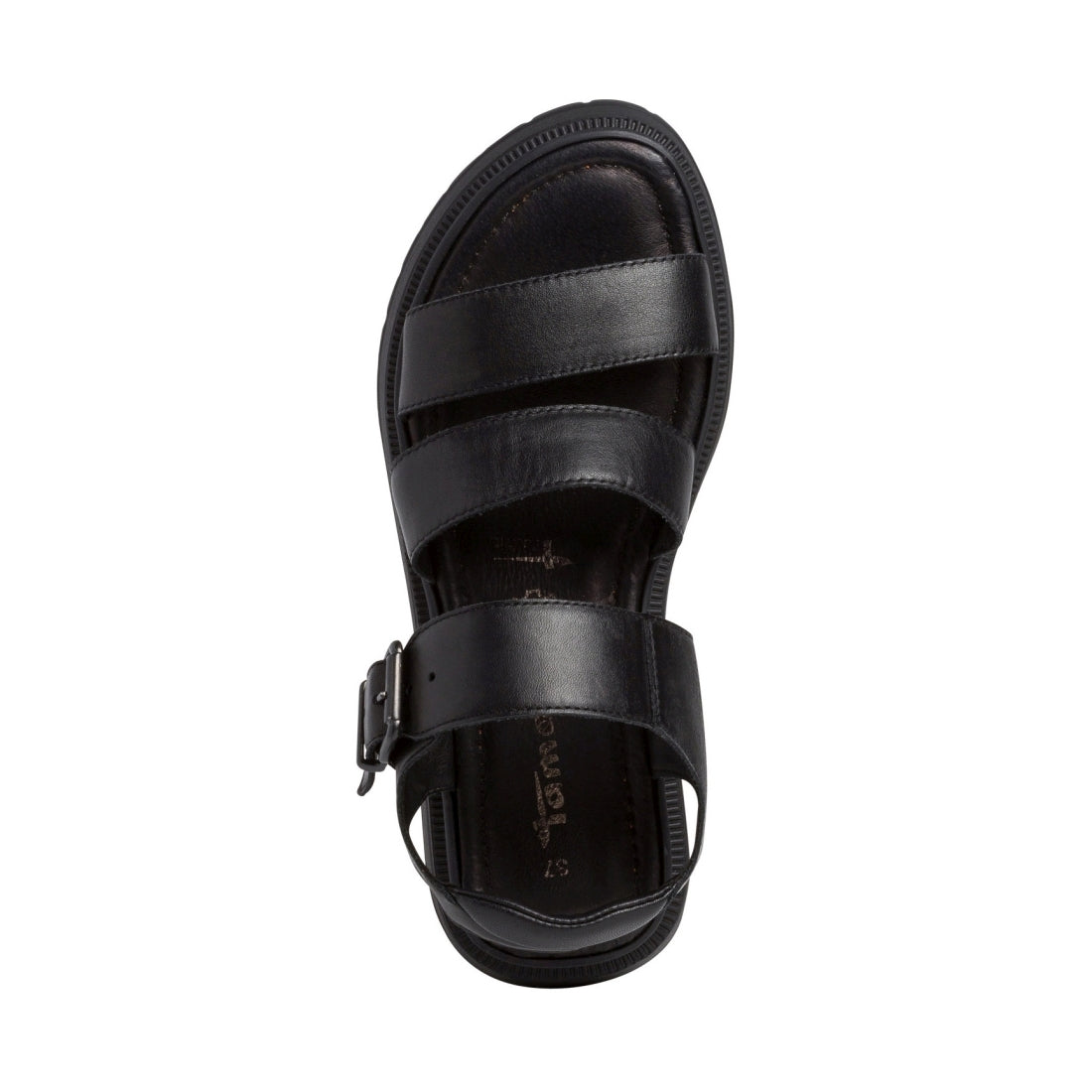 Tamaris Womens black casual open sandals | Vilbury London